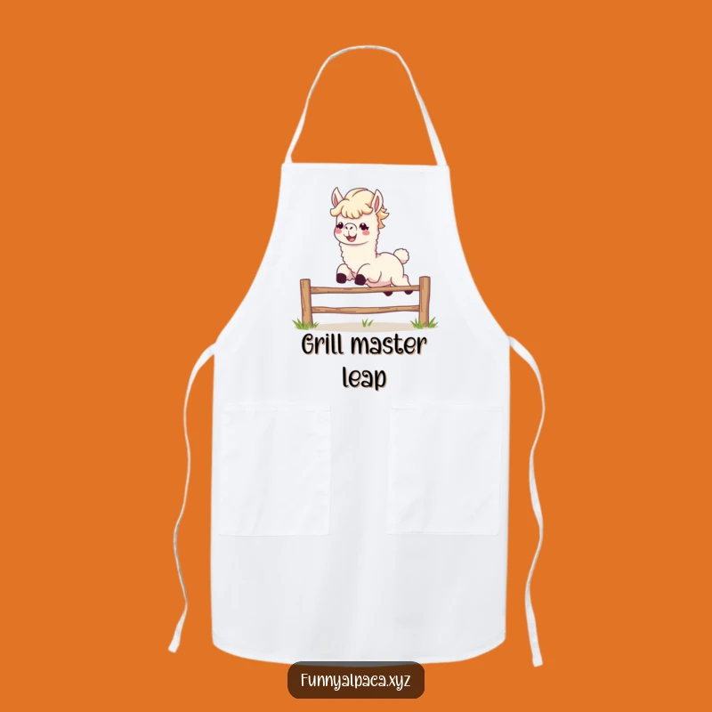 Funny Alpaca Leaping Apron: Animal Kitchen Humor, Excellent Funny Gift