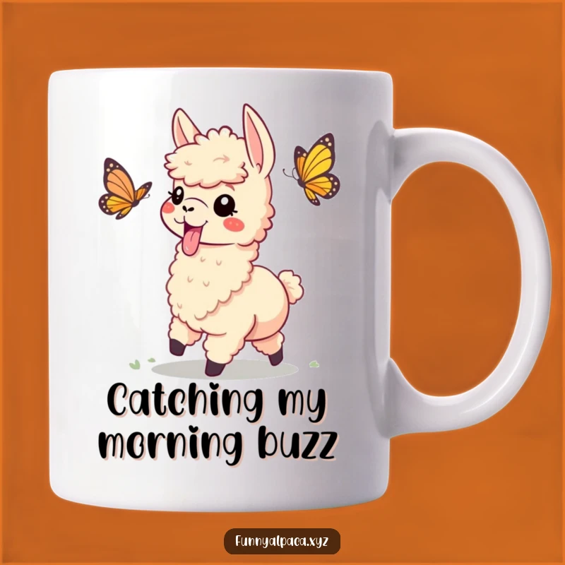 Funny Playful Alpaca Butterfly Mug - Whimsical Gift for Lighthearted Souls