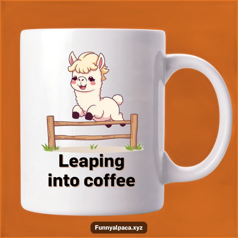 Funny Alpaca Leaping Mug: Energetic Joy Humor, Perfect Funny Gift for Animal Lovers