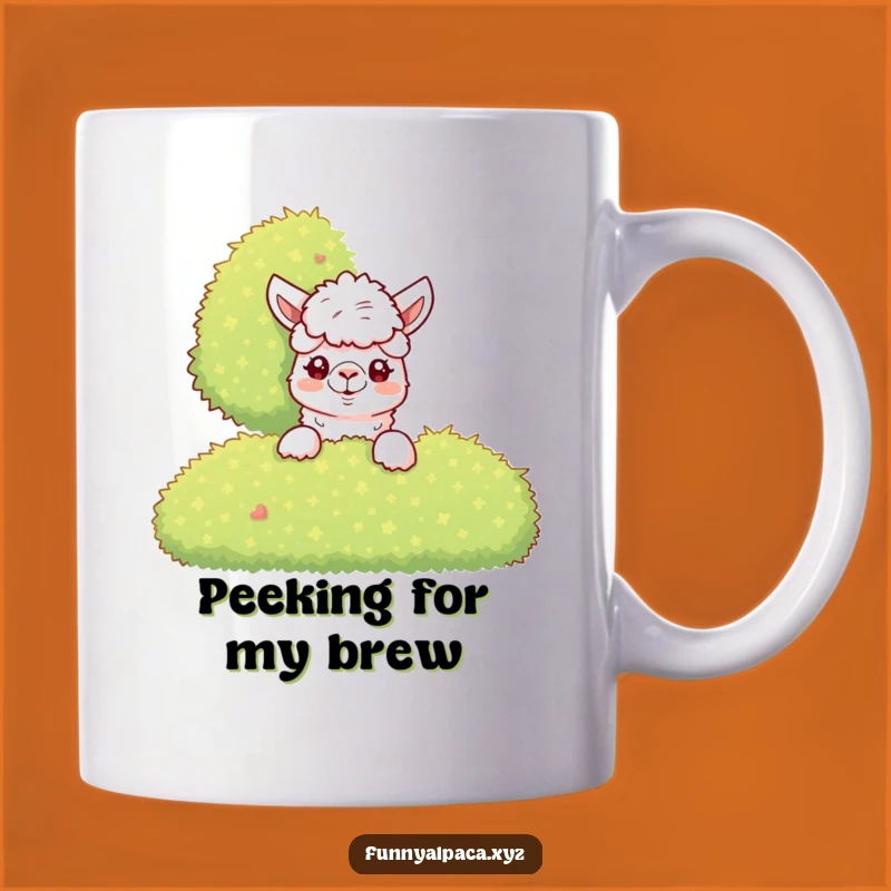 Funny Alpaca Bush Peek Mug - Curious Design, Perfect Gift for Sneaky Fun!