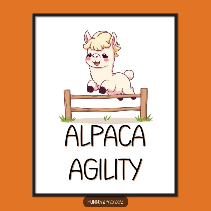 Funny Alpaca Leaping Digital Art: Instant Animal Humor Download, Perfect Funny Gift