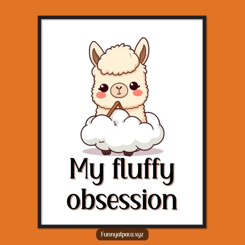 Funny Content Alpaca Digital Art: Chewing Clouds, Instant Humorous Decor
