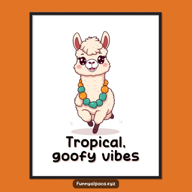 Funny Silly Alpaca Digital Art Print - Instant Tropical Humor