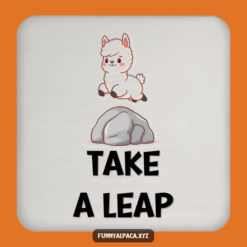 Funny Fluffy Alpaca Drink Coaster: Leaping Over Rock, Protect Surfaces