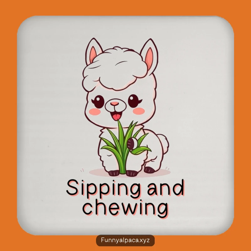 Funny Alpaca Grass Coaster - Peaceful Drink Holder, Unique Hostess Gift!