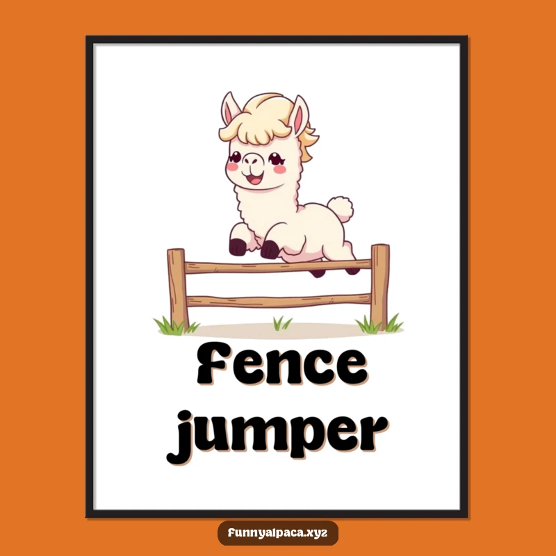 Funny Alpaca Leaping Poster: Energetic Animal Art, Perfect Funny Gift Decor