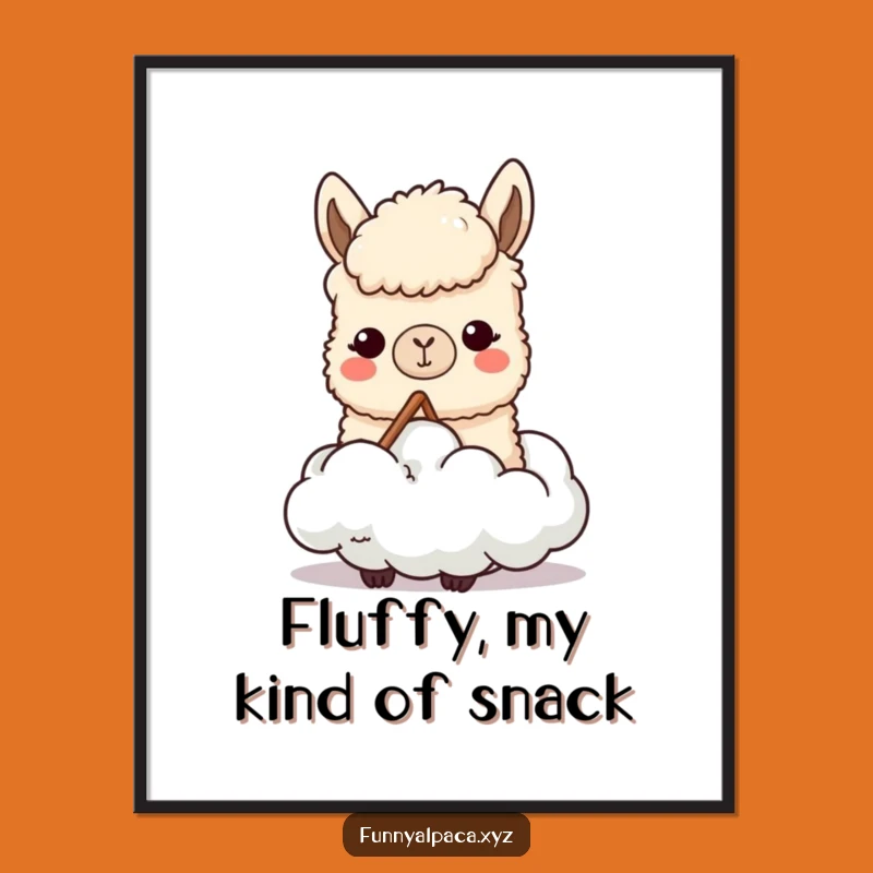 Funny Content Alpaca Poster: Cloud Chewing Art, Hilarious Decor Gift