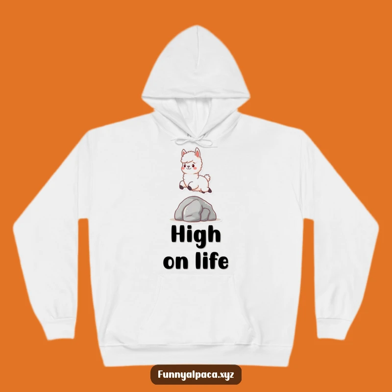 Funny Fluffy Alpaca Hoodie: Cozy Character Leaping, Warm & Whimsical