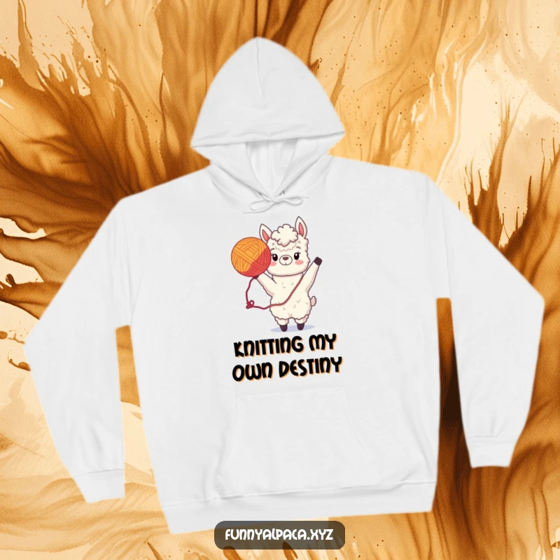 Funny Alpaca Hoodie: A delighted alpaca tosses a vibrant ball of yarn, creating a cozy and humorous vibe.