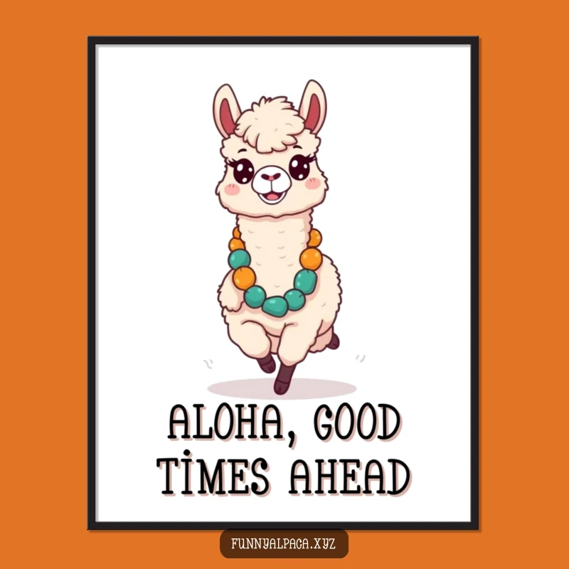 Free Printable Wall Art: Silly Alpaca Lei Luau Hilarious Downloadable Decor