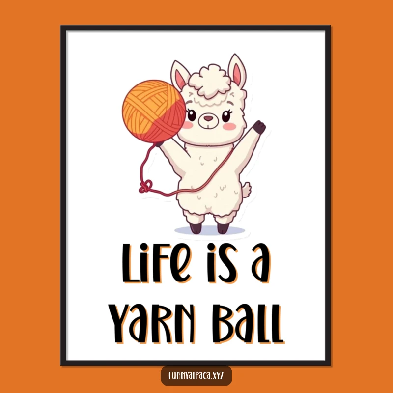 Free Printable Alpaca Yarn Ball Wall Art - Funny DIY Downloadable Decor