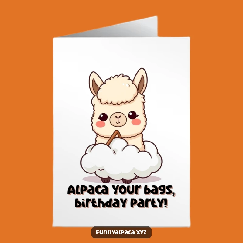 Free Printable Birthday Card: Funny Alpaca Chewing Cloud Digital Download Gift