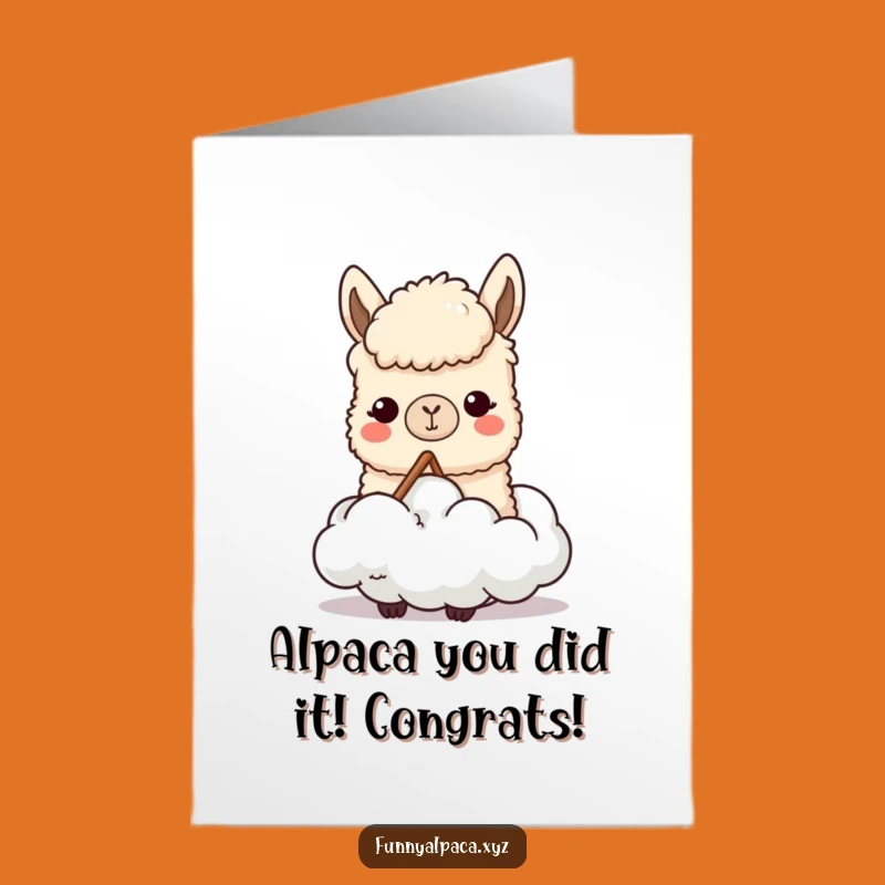 Free Printable Congrats Card: Funny Alpaca Cloud Chewing Digital Download