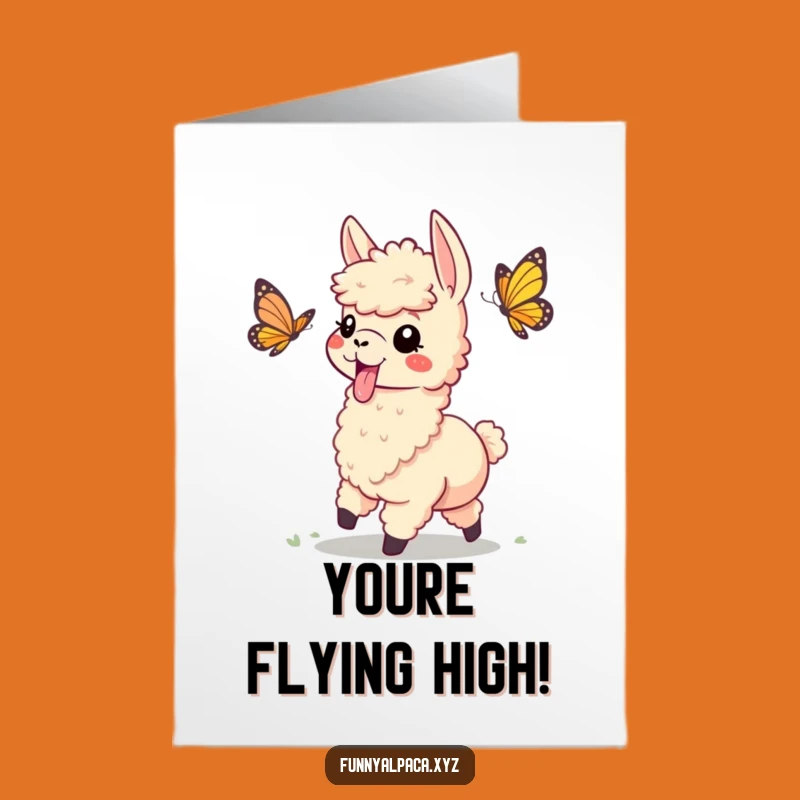 Free Printable Congrats Card: Playful Alpaca Success Chase Hilarious Downloadable Gift