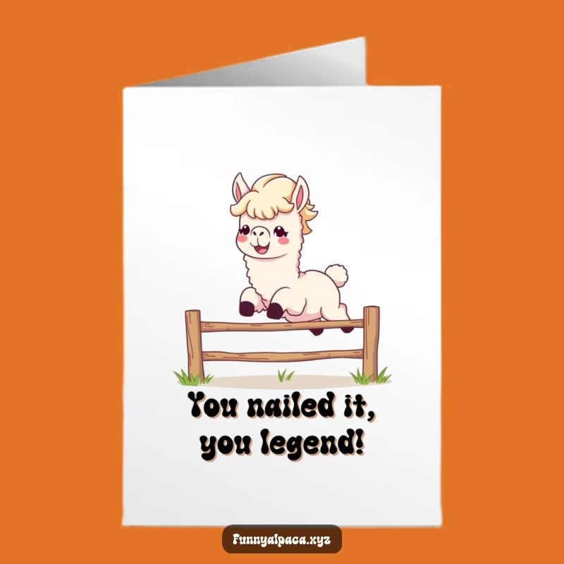 Free Printable Alpaca Congrats Card - Leaping to Success, Downloadable Joy!
