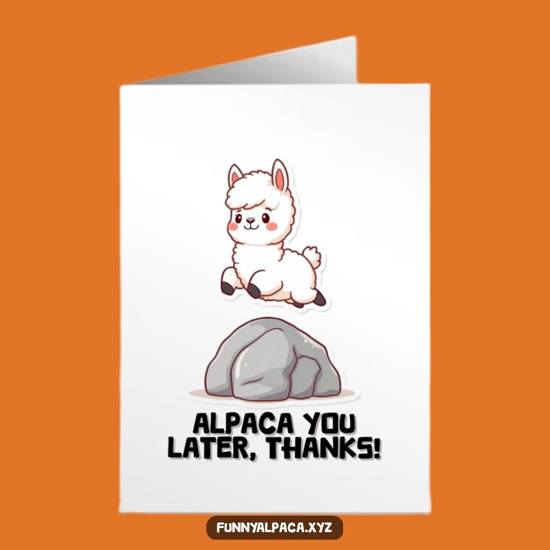 Free Printable Thank You Card: Joyful Alpaca Leaping for Thanks, a Whimsical Downloadable Gift!