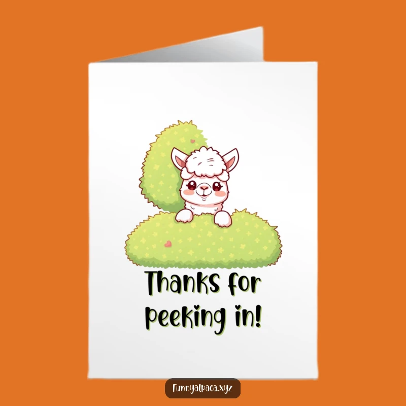 Free Printable Alpaca Bush Peek Thank You Card - Quirky Downloadable
