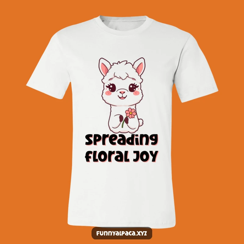 Funny Alpaca T-Shirt - Flower Offering Tee, Hilarious Gift for Kind Souls!