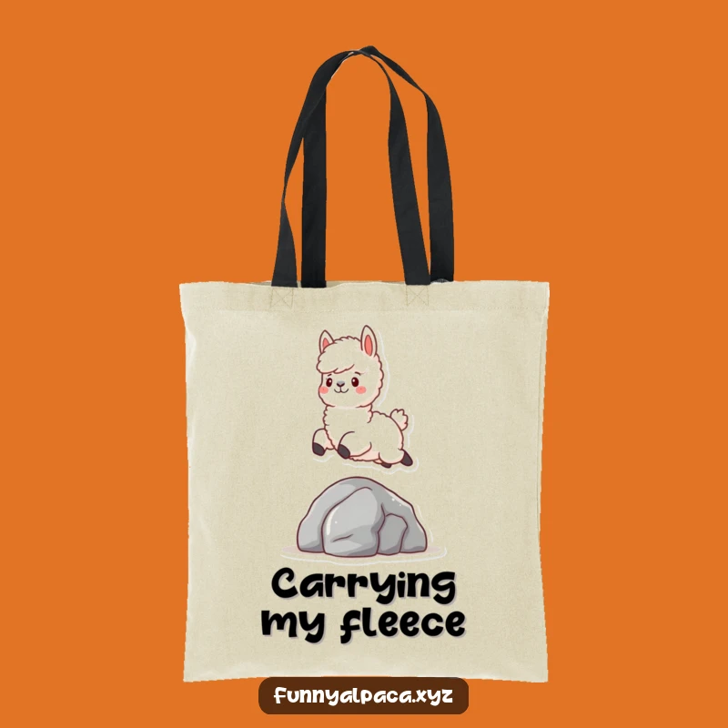 Funny Fluffy Alpaca Tote Bag: Leaping Over Rock, Stylish & Cute
